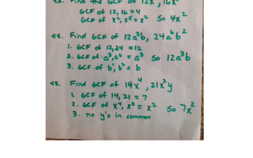 Algebra Lesson 8.1. GCF Of monomials | Educreations