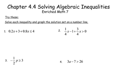 7th Grade Chapter 4.4 Solving Algebraic Inequalities | Educreations