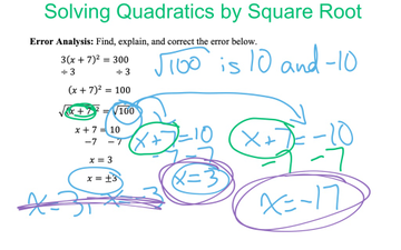 Solving Quadratics By Square Root (packet) | Educreations