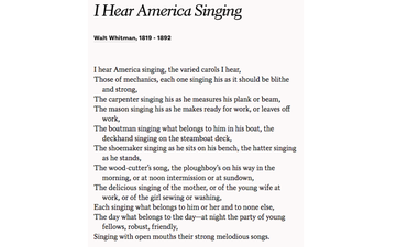 essay on i hear america singing