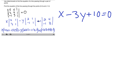 find the equation of line using determinants