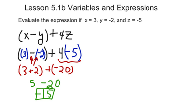 Lesson 5.1b Variables and Expressions | Educreations