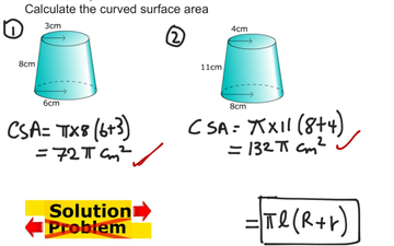 formula for finding curved surface area of a frustum