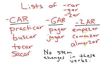 Follow Up To Car Gar Zar Verbs | Educreations