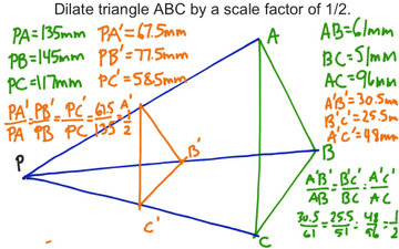 Dilate Triangle ABC By A Scale Factor Of 1/2 | Educreations