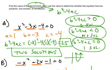 Use The Discriminant To Find The Number Of Solutions | Educreations